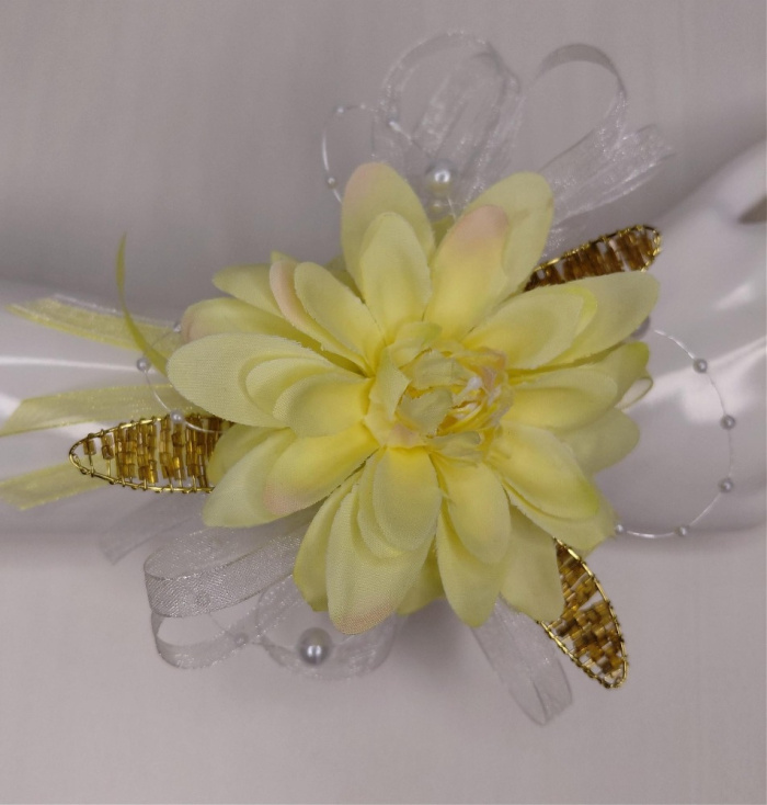 Debs Corsage | Gifts | Artificial Yellow Debs Wrist Corsage