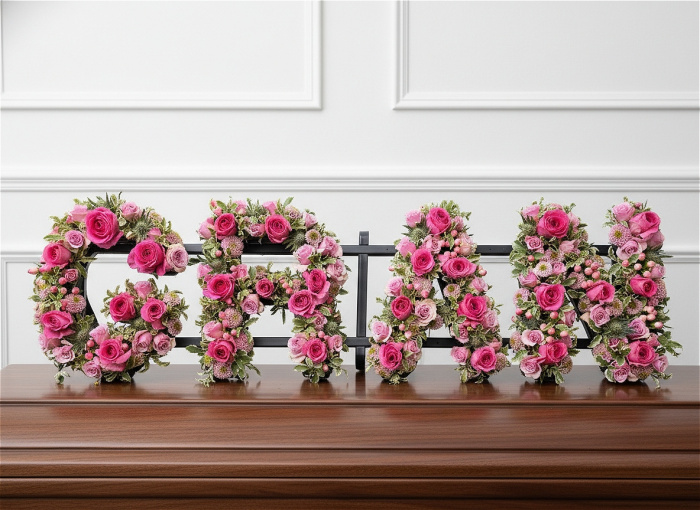 Funeral Flowers | Mixed flower funeral letters.