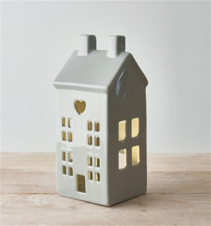 Gifts | Grey house t-light holder.
