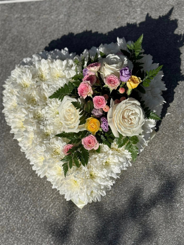 Funeral Flowers | White Heart Tribute Arrangement