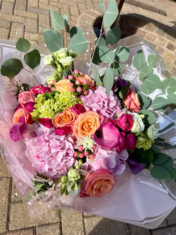JB Hydrangeas Bouquets | Pink and Orange Autumn Bouquet