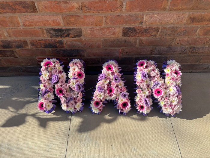 Tribute/Funeral flowers | Mixed floral letters