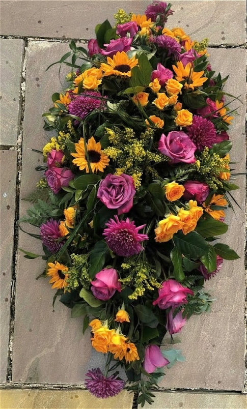 Funeral | Yellow & Purple Double Ended Spray