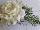 Artificial Accessories | Artificial Accessories and Designs | Frosty White Rose Hair Clip