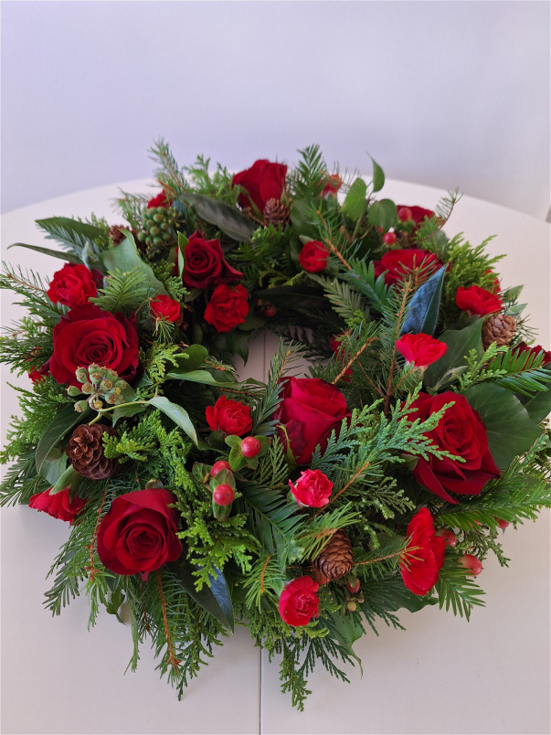 Fresh Wreaths | Red Rose Wreath