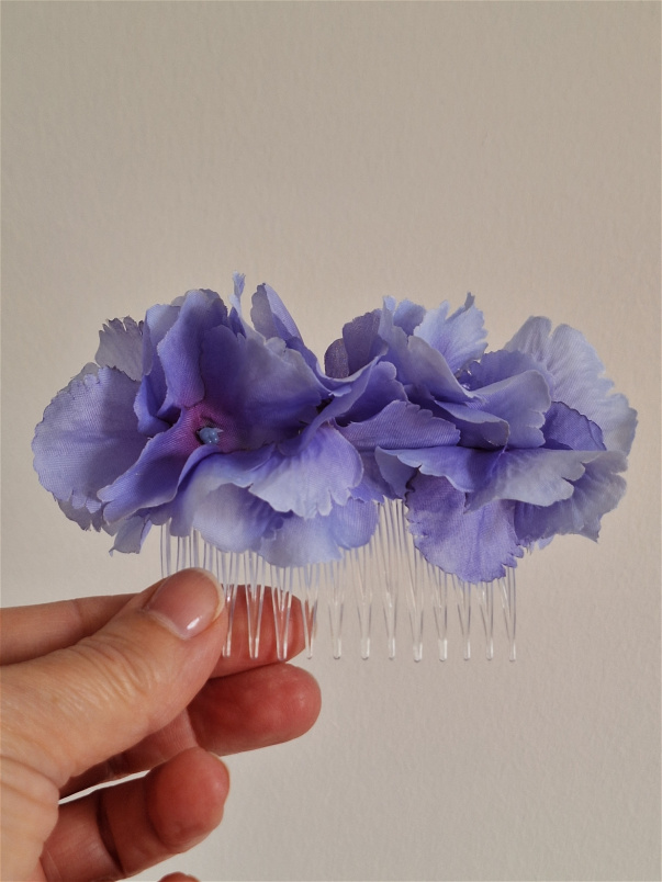 Artificial Accessories and Designs | Bluey Purple Hydrangea Hair Comb