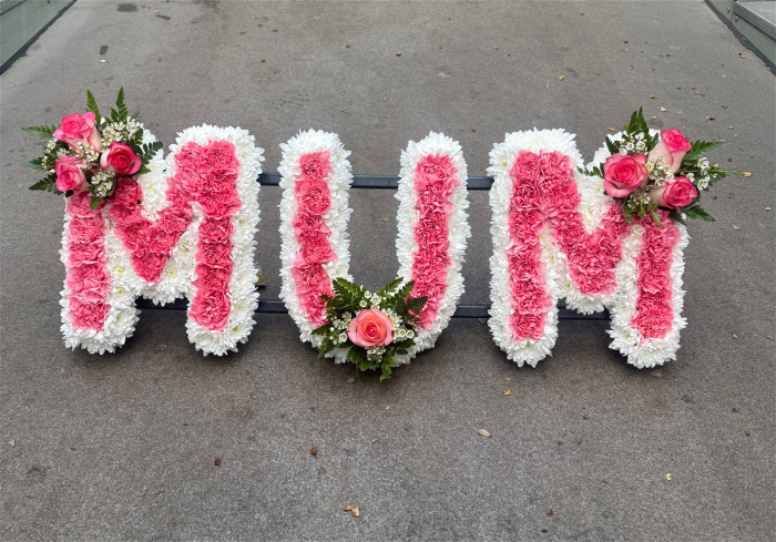 Letters | View All Funeral Flowers | MUM tribute with carnations