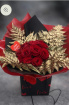 Valentines 2026 | Red Roses With Gold Leather Leaf