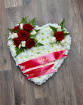 Funeral Flowers | Red & White Rose Traditional Heart