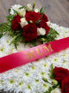 Funeral Flowers | Red & White Rose Traditional Cushion
