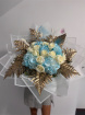 Bouquets | Hydrangeas and White Roses with gold leather leaf