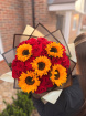 Bouquets | Red roses and sunflowers