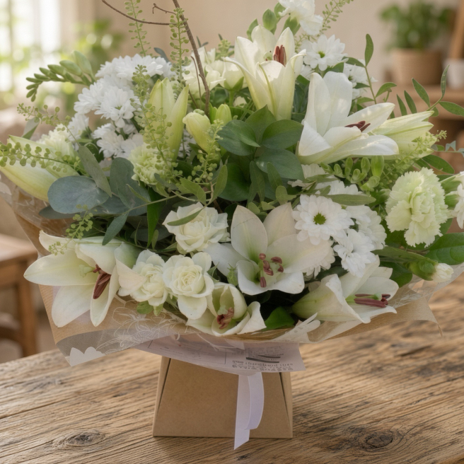 Hand-tied mixed bouquet for same-day flower delivery in Corby from Love in Bloom