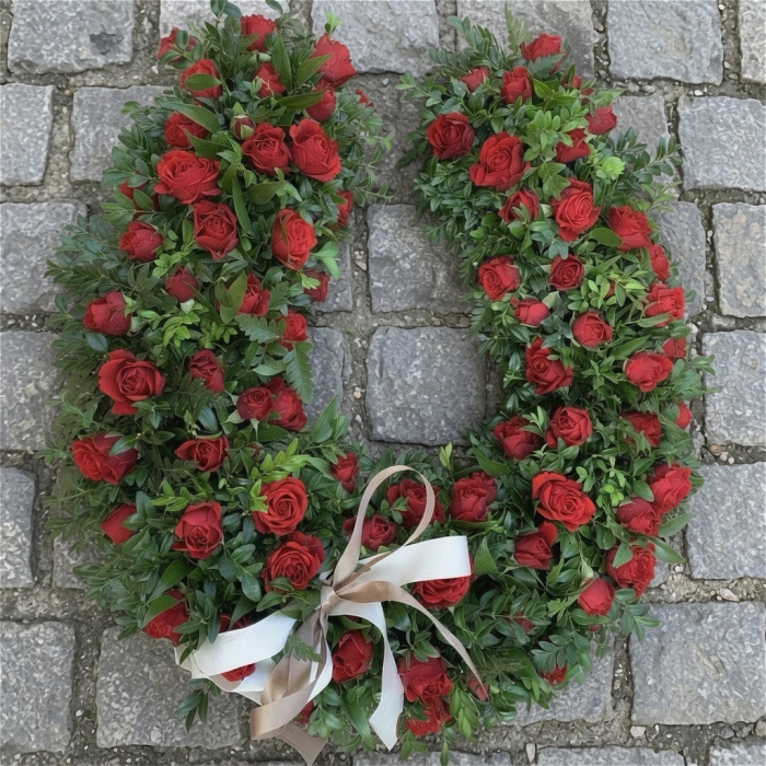 Funeral Wreaths | Rose Horseshoe Funeral Tribute