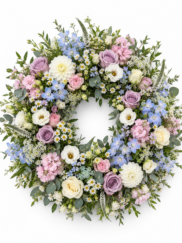 Funeral Flowers | Garden Pastels Loose Wreath