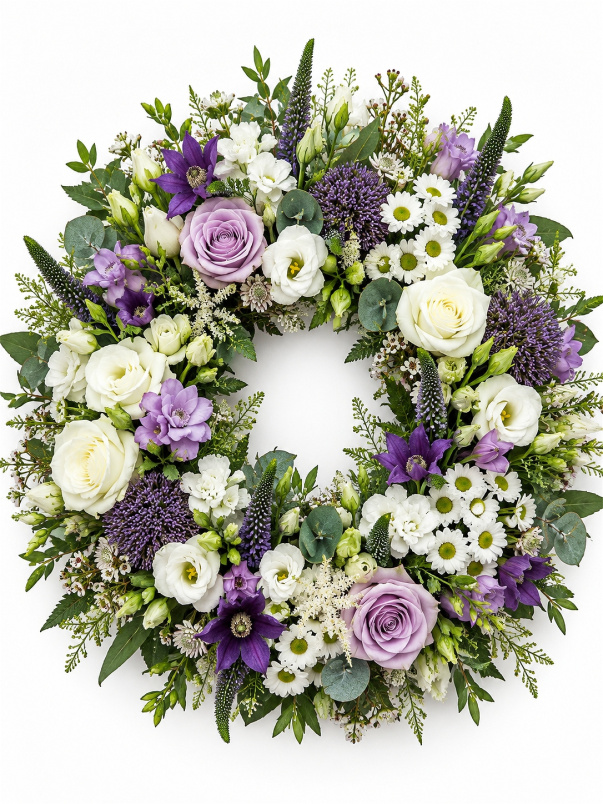 Funeral Flowers | Lilac Serenity Loose Wreath