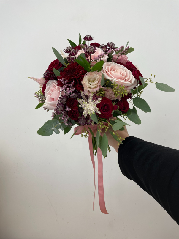 Wedding Flowers | Burgundy and Blush Bridal Bouquet