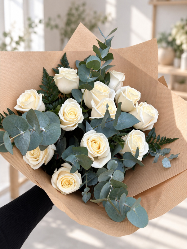 Gift Bouquets | Pure White Rose Gift Bouquet