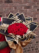 Rose Bouquets | 25 Red Naomi Roses with Gold Foliage