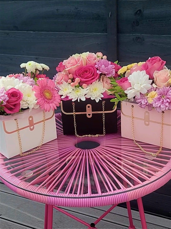 Mini Flower Boxes | Mini Flower Box with Gold Handle
