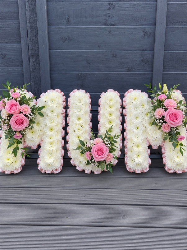 Funeral & Sympathy Flowers | White Based Letter Tribute