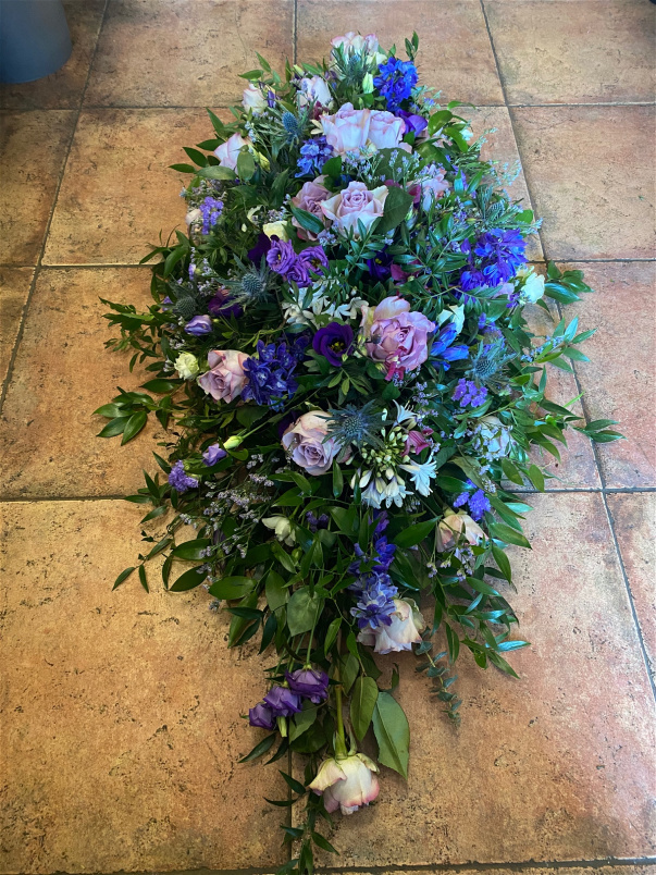 Sprays | Double Ended Spray ~ With Lilacs And Blue Delphinium