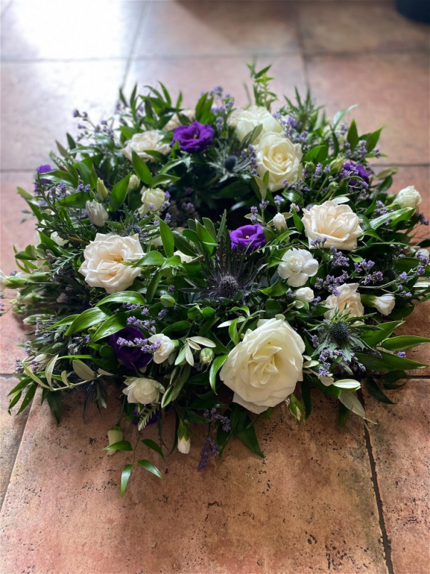 Wreaths  | Mixed Purple Whites And Thistle ~ Floral Wreath