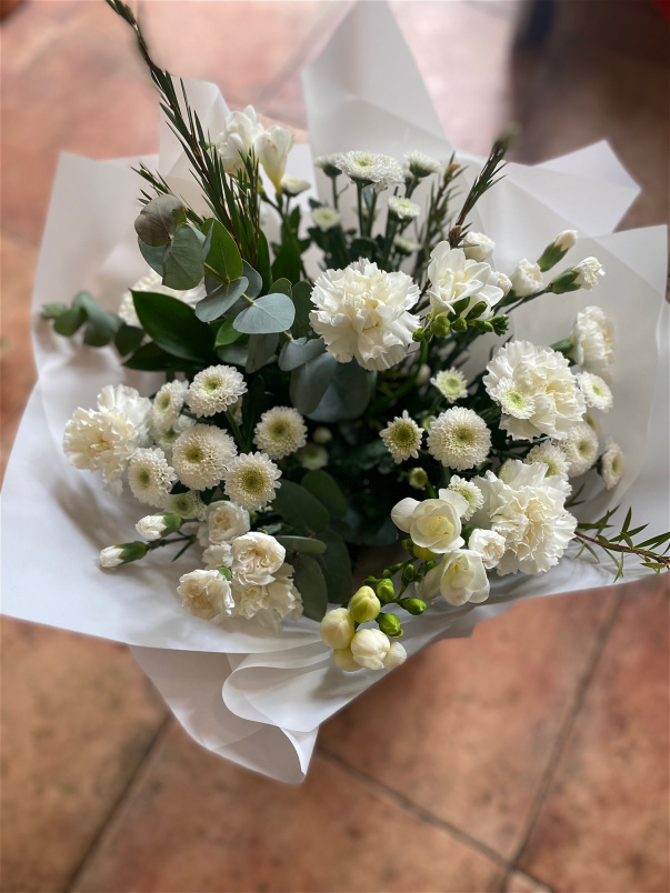 Sympathy Flowers | White Dove ~ Sympathy Hand-tie