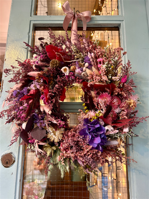 Dried Floral Wreaths ~ Dried Flower Designs | Bursting With Colour ~ Dried Wall Wreath