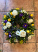 Wreaths  | Lemon And Purple With White Roses ~ Mixed Wreath