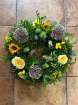 Wreaths  | Mixed Garden Wreath ~ With Alliums And Yellow Buttercup Roses