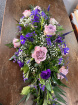 Funeral- casket sprays  | Purple and White Casket Spray
