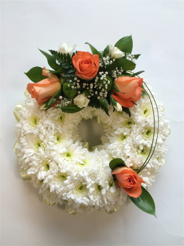 Funeral Flowers | White Based Wreath