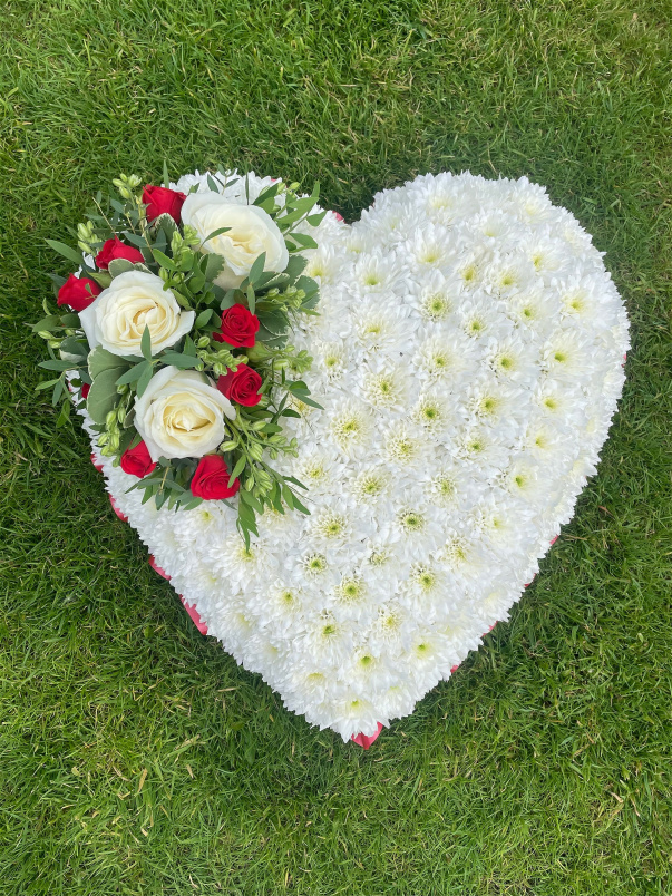 Funeral Flowers | Full White Based Heart