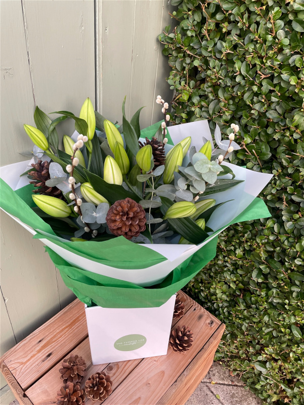 Christmas Flowers | View all Christmas | Lilies & Pussywillow Bouquet