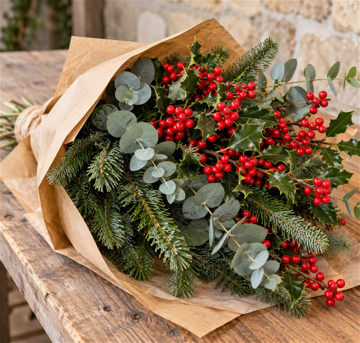 Christmas | Gift Bouquets | Seasonal Foliage Wrap