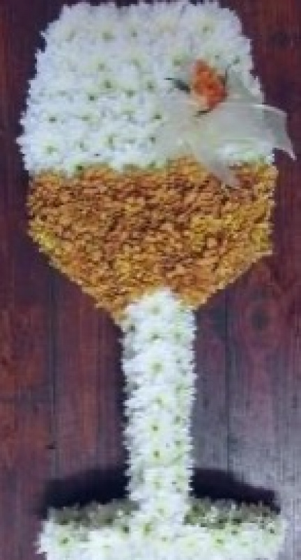 Funeral Flowers | glass of wine