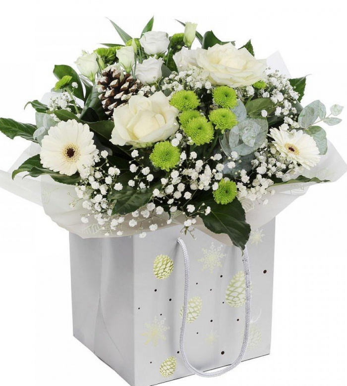 Christmas | All white mixed flower bouquet
